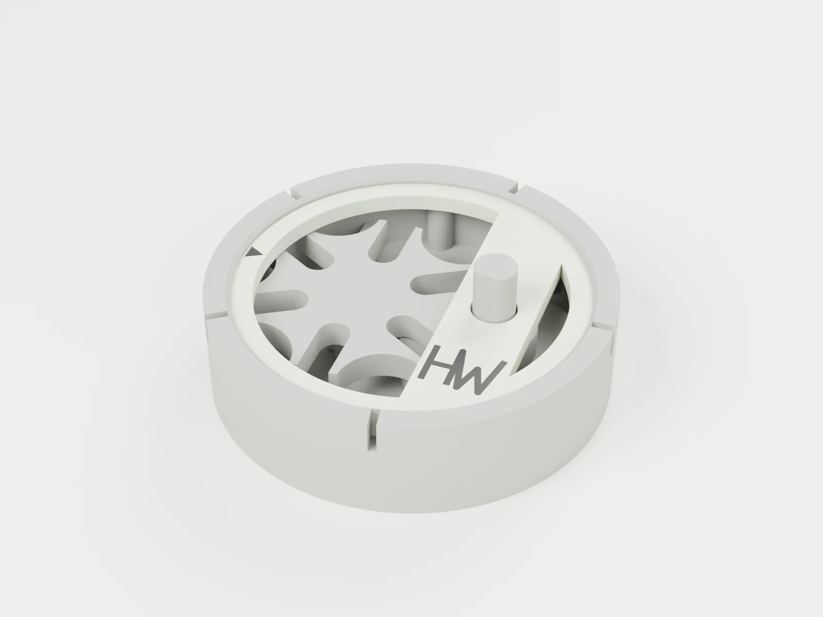 3D render of assembly step 3: snap the lid on