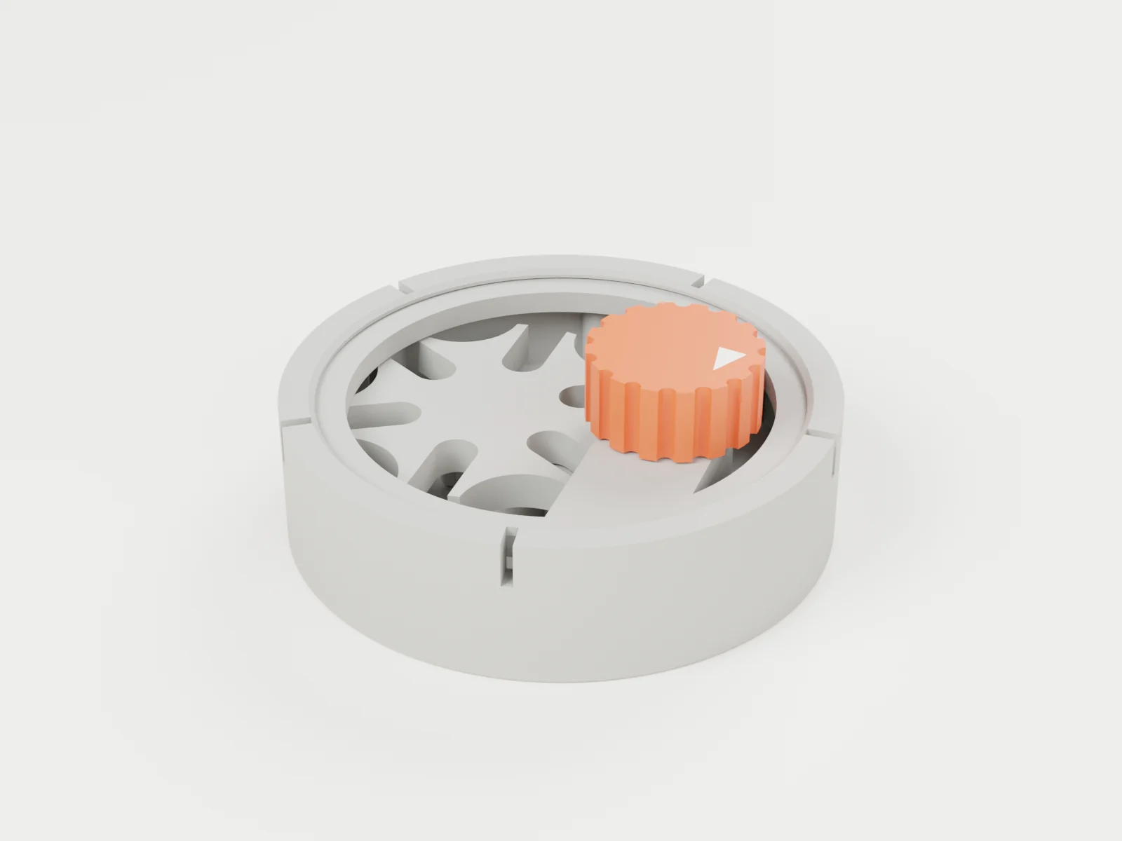 3D render of assembly step 4: press the knob on