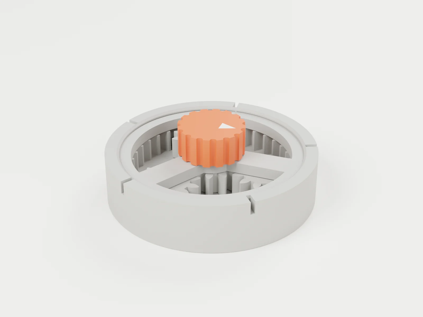 3D render of assembly step 4: press the knob on